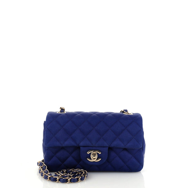 Chanel Mini Rectangular Flap 21P Blue Lambskin in Lambskin Leather