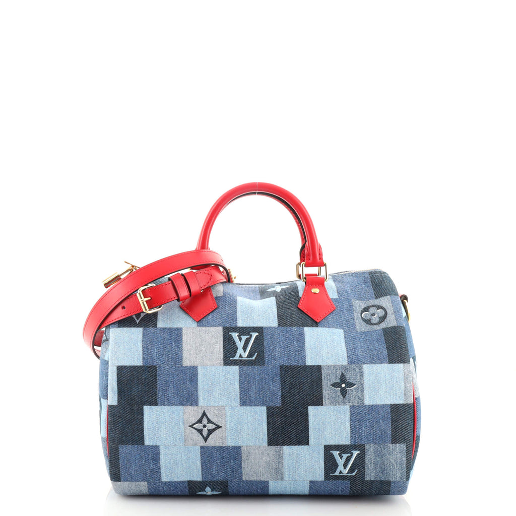 Louis Vuitton, Bags, Authentic Louis Vuitton Denim Patchwork Speedy