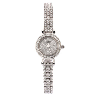 Hermes Faubourg Quartz Watch White Gold with Pave Diamond Bezel, Dial and Bracelet 16