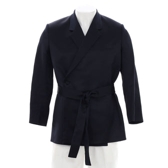 Christian Dior Men's Double Breasted Belted Long Blazer Silk Blend