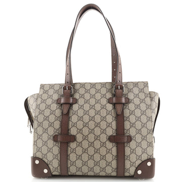 Gucci Buckle Travel Tote GG Coated Canvas with Leather Medium