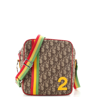 Christian Dior Vintage Rasta Crossbody Bag Diorissimo Coated Canvas Medium