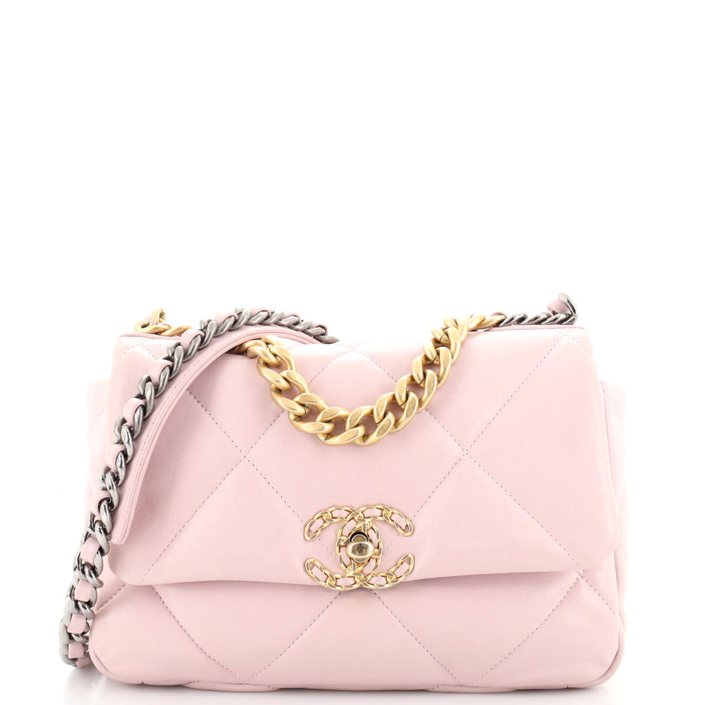 Chanel 19 Flap Bag Quilted Lambskin Medium Pink 1935531