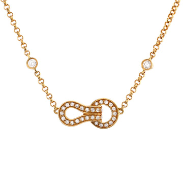 Cartier Agrafe Chain Pendant Necklace 18K Yellow Gold with Diamonds