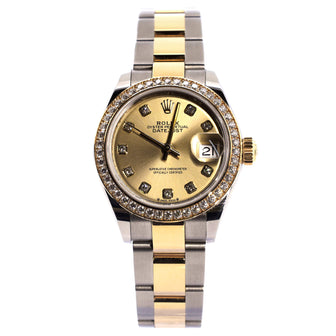 Rolex Oyster Perpetual Datejust Automatic Watch Stainless Steel and Yellow Gold with Diamond Bezel and Markers 28