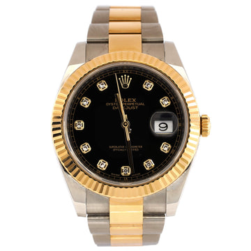 Oyster Perpetual Datejust Automatic Watch Stainless Steel and Yellow Gold with Diamond Markers 41