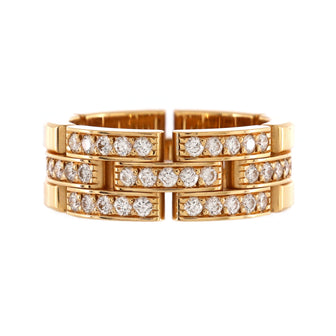 Cartier Maillon Panthere 3 Row Band Ring 18K Yellow Gold with Half Diamonds