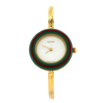 Gucci 1100 Interchangeable Bezel Bangle Quartz Watch Plated Metal with Plastic 26