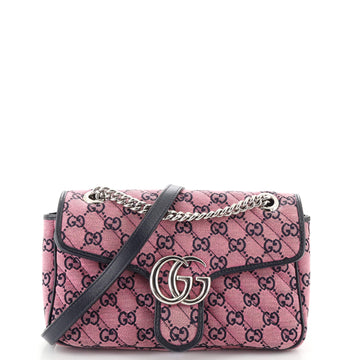 Gucci GG Marmont Flap Bag Diagonal Quilted GG Canvas Small