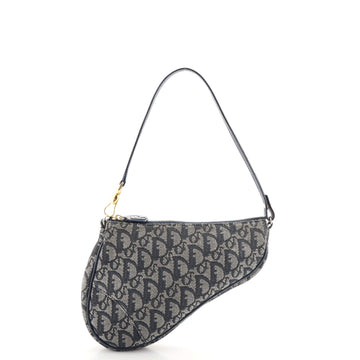 Christian Dior Vintage Saddle Bag Diorissimo Canvas Mini