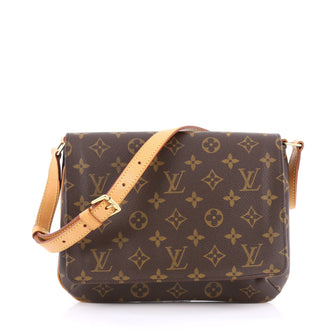 Louis Vuitton Musette Tango Handbag Monogram Canvas Brown