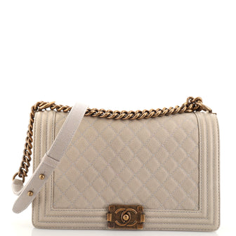 Chanel Boy Flap Bag Quilted Caviar Old Medium