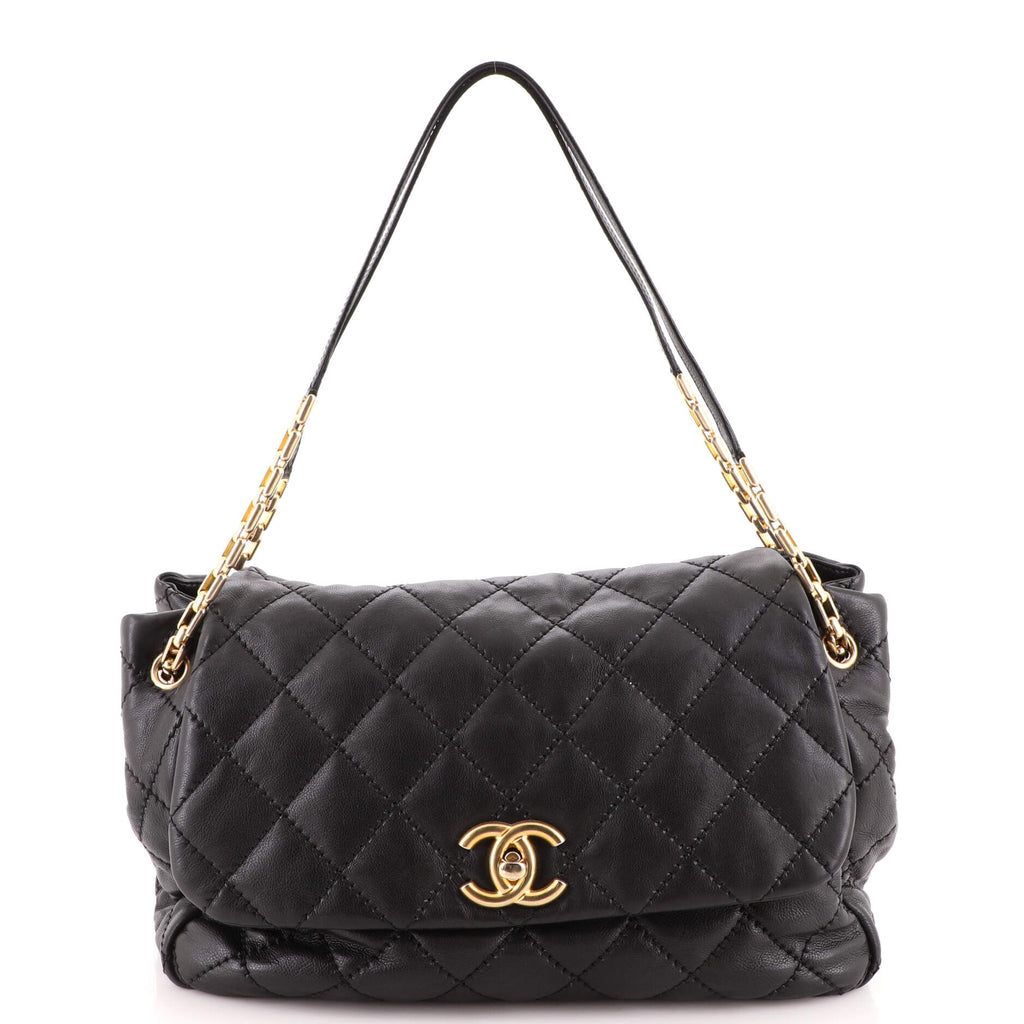 Chanel Retro Chain Accordion Flap Bag Quilted Leather Large Black 1937681