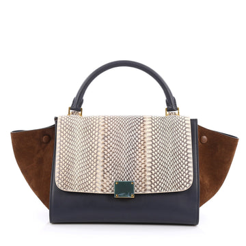 Celine Trapeze Handbag Python Small Blue