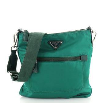 Prada Front Zip Messenger Bag Tessuto Medium