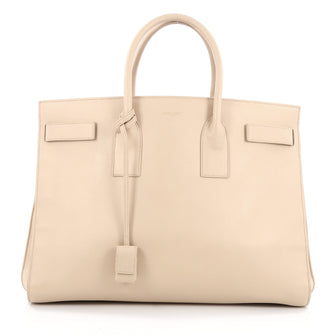 Saint Laurent Sac De Jour Handbag Leather Large Neutral