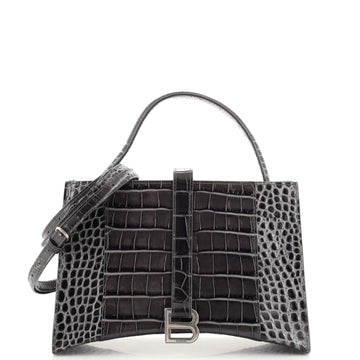 Balenciaga Hourglass East West Tote Crocodile Embossed Leather Small