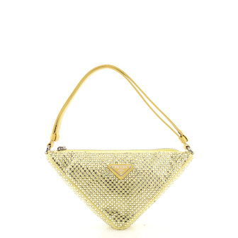 Prada Mini Triangle Crystal-embellished Crossbody Bag - Pink