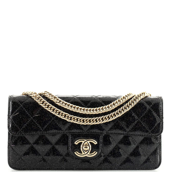 Chanel Evening Star Flap Bag Quilted Glitter Patent East West
