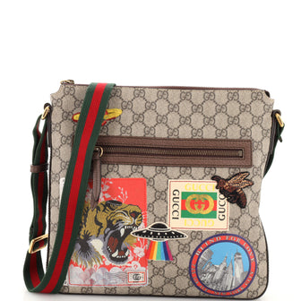 Gucci Courrier Zip Messenger GG Coated Canvas with Applique Medium