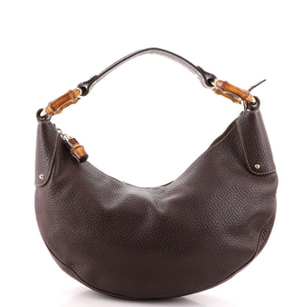 Gucci Bamboo Ring Half Moon Hobo (Outlet) Leather Medium