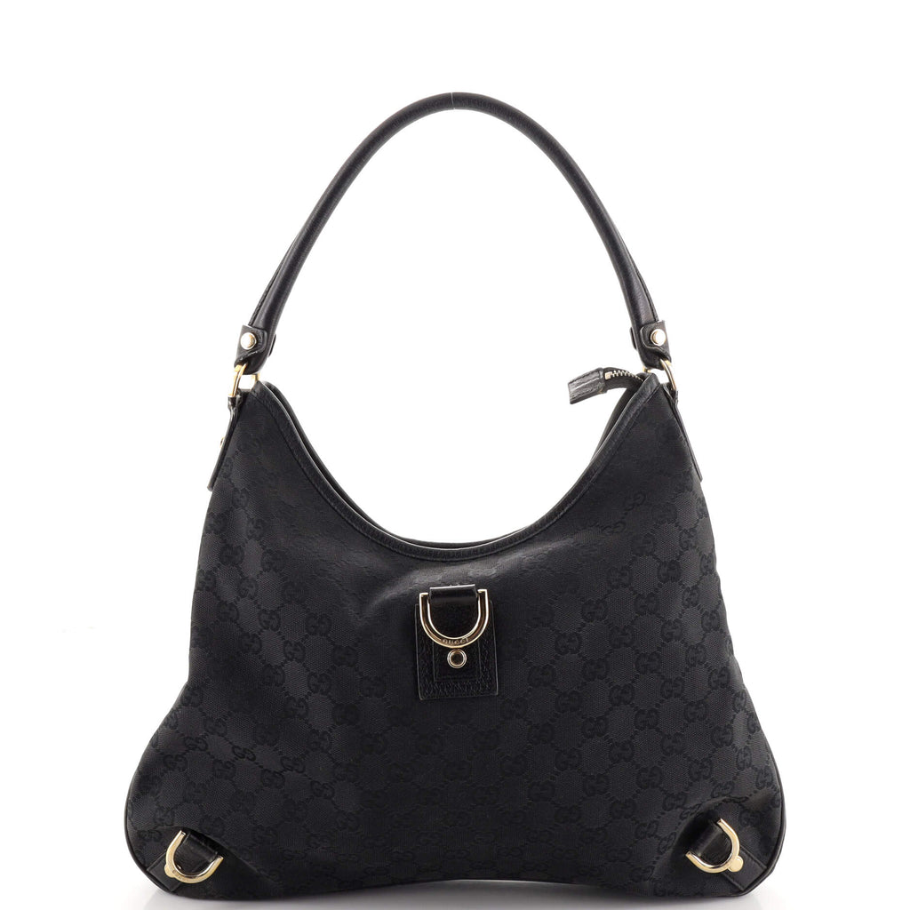 Gucci Black Leather Large D-Ring Hobo Bag