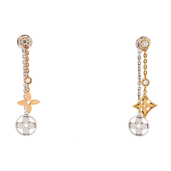 Louis Vuitton Blossom Drop Earrings 18K Tricolor Gold and Diamonds Tricolor  gold 2105207