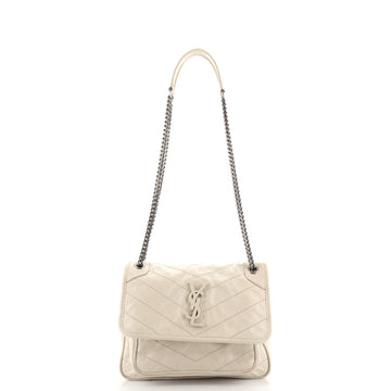 Saint Laurent Niki Chain Flap Bag Matelasse Chevron Leather Baby
