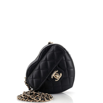 Chanel CC in Love Heart Clutch with Chain Quilted Lambskin