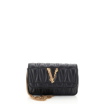 Versace Virtus Clutch on Chain Quilted Leather