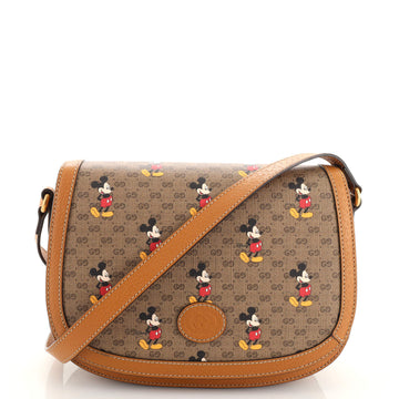 Gucci Disney Mickey Mouse Flap Shoulder Bag Printed Mini GG Coated Canvas Small