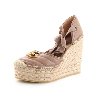Gucci Women's GG Marmont Wedge Espadrilles Matelasse Leather
