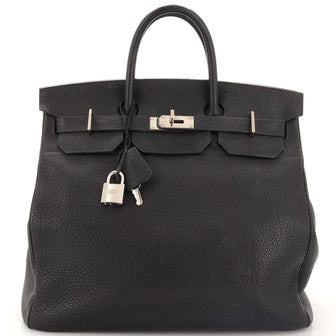 Hermes HAC Birkin Bag Black Fjord with Palladium Hardware 40