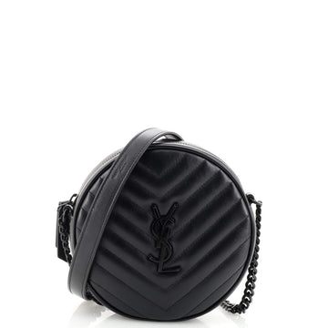 Saint Laurent Vinyle Round Camera Bag Matelasse Chevron Leather