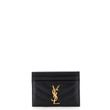 Saint Laurent Classic Monogram Card Holder Matelasse Chevron Leather