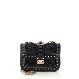 Valentino Garavani Glam Lock Shoulder Bag Embellished Leather Mini