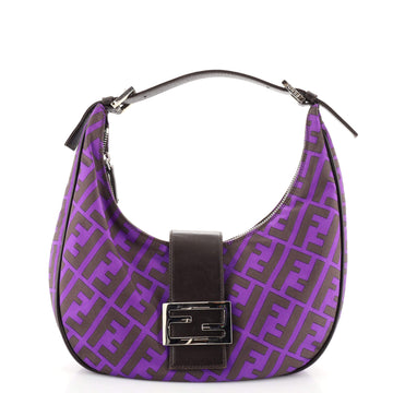 Fendi Half Moon Shoulder Bag Zucca Nylon Medium