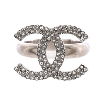 Chanel CC Cutout Band Ring Crystal and Metal