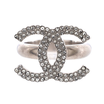 Chanel CC Cutout Band Ring Crystal and Metal