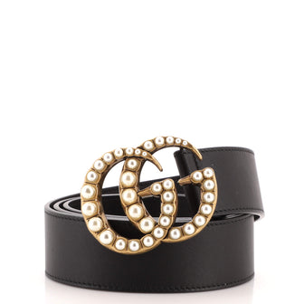 Gucci Pearly GG Marmont Belt Leather Wide