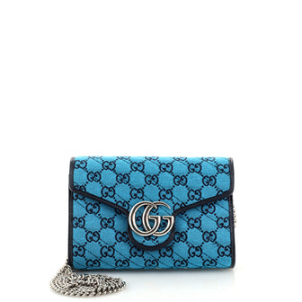Gucci GG Marmont Chain Wallet Diagonal Quilted GG Canvas Mini