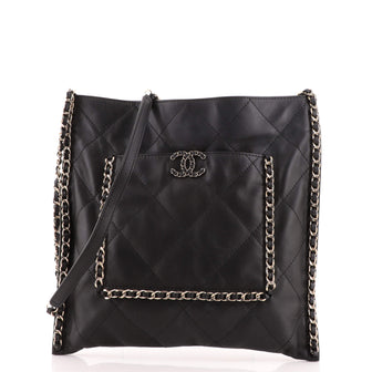 Chanel Flat Shopping Bag Quilted Calfskin Medium