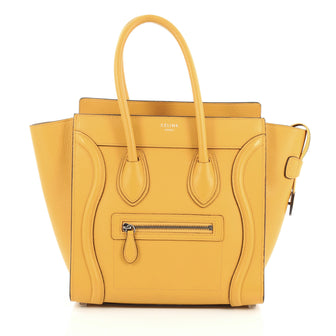 Celine Luggage Handbag Grainy Leather Micro Yellow 1941002