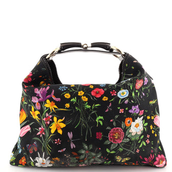 Gucci Horsebit Hobo Flora Canvas Large
