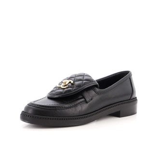 Chanel Women's CC Loafers Quilted Leather