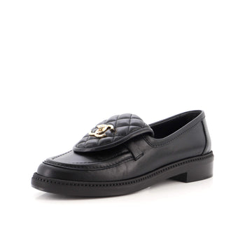Chanel Women's CC Loafers Quilted Leather