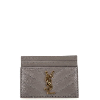 Saint Laurent Classic Monogram Card Holder Matelasse Chevron Leather