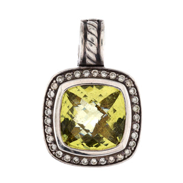 David Yurman Albion Enhancer Pendant Pendant & Charms Sterling Silver with Lemon Citrine and Diamonds 11mm