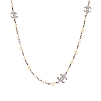 Chanel CC Pearl Gold Hardware with Crystals for Glasses Chain long necklace