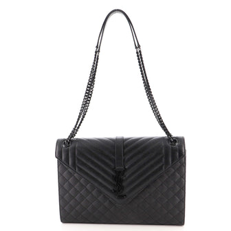 Saint Laurent Classic Monogram Envelope Satchel Mixed Matelasse Leather Large